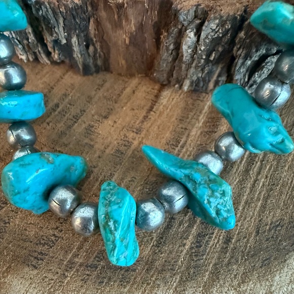 Native American Style Turquoise and Sterling Silver Necklace - Picture 7 of 11